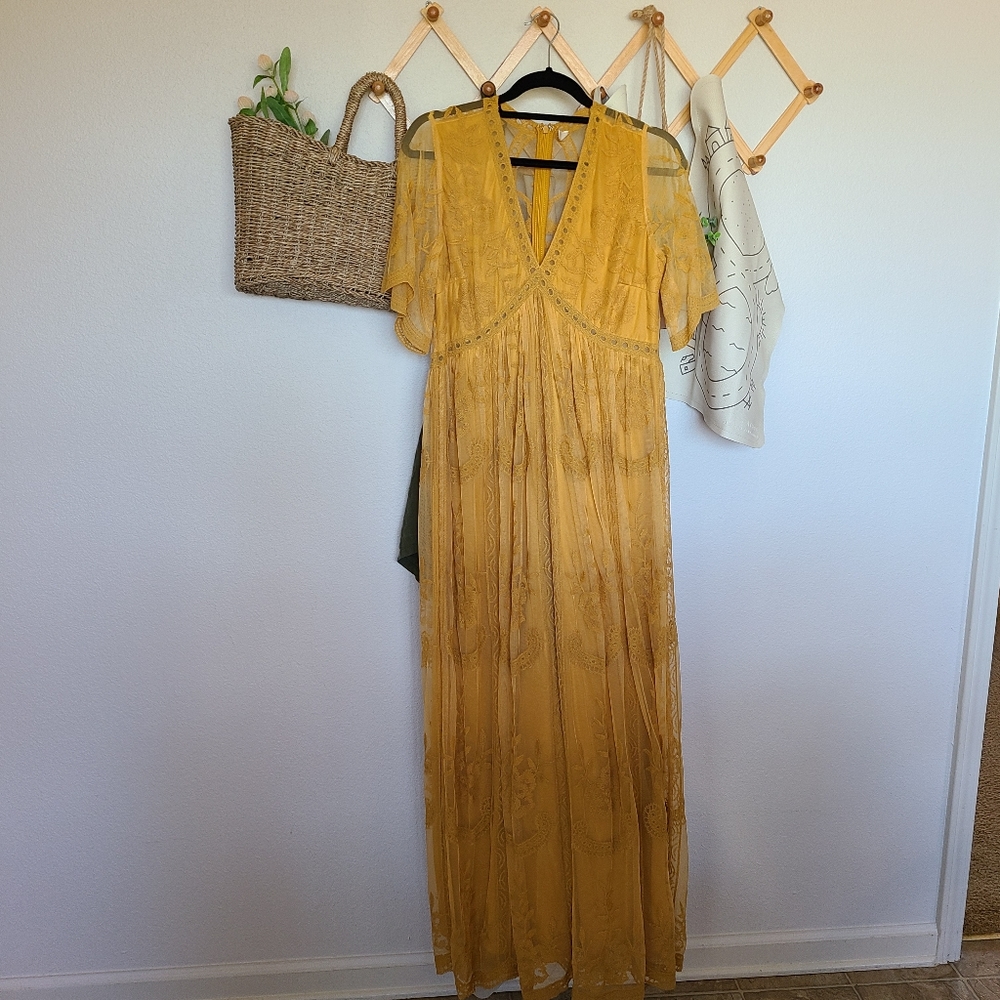 Pink Blush Maternity Dress in Mustard